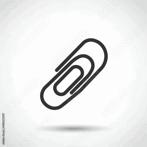 Simple paperclip icon, office supply, attachment symbol