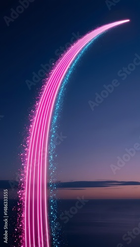 A soaring arc of neon light, leaving a vibrant trail in its wake, capturing the momentum of career growth.11