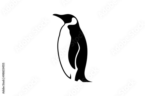Penguin illustration black and white simple design