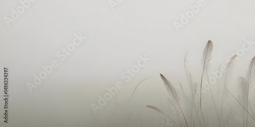 A soft, dreamy mist interwoven with feathery textures, reflecting the peaceful solitude of birdwatching.11