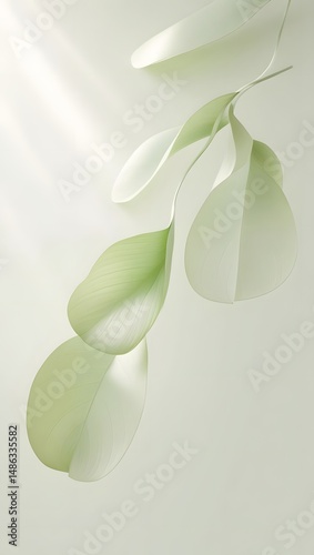 A soft, flowing gradient of green hues, resembling the peaceful movement of leaves in a bonsai garden.9