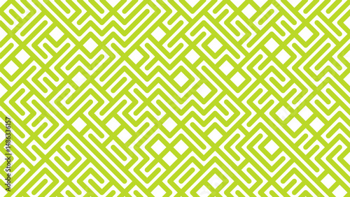 Vibrant lime green geometric pattern with overlapping lines and shapes — dynamic, modern design perfect for backgrounds, fashion, or energetic visual projects