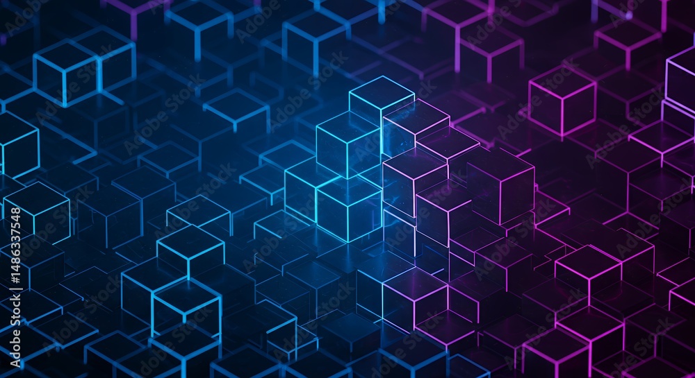 Fototapeta premium Abstract tech-inspired cube grid on dark background