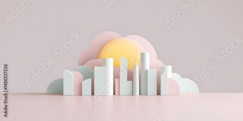 A vibrant sunrise cresting over an abstract skyline, symbolizing new opportunities and fresh beginnings.
