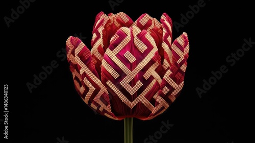 A stunning modern tulip design where the flower is reshaped into a complex geometric pattern