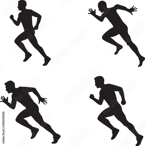 Running Man Silhouettes, Athletic Sprinters