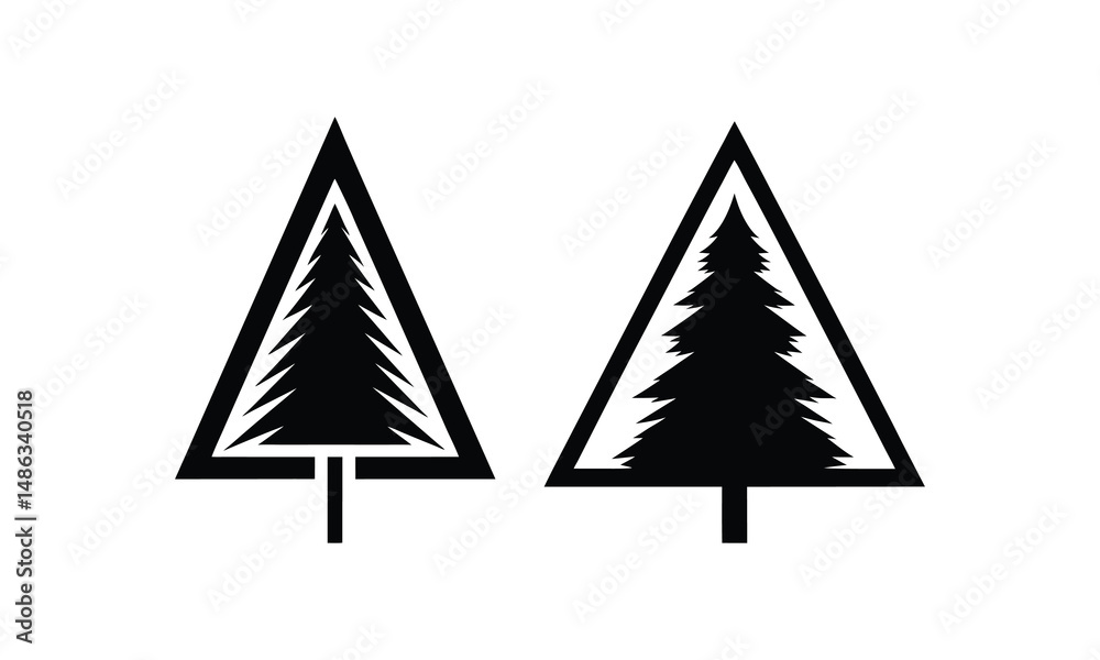 Fototapeta premium christmas trees set on white background