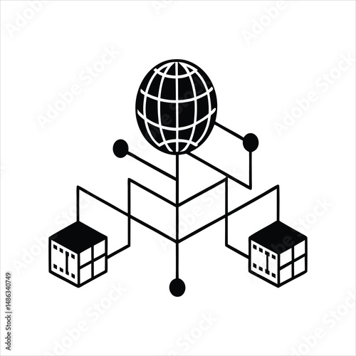  Business Technology Network Diagram Vector Silhouette Illustration