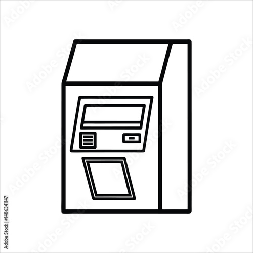 Cash Withdrawal ATM Icon Line Drawing Vector Art