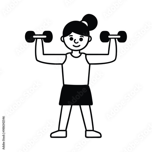 Girl Lifting Weights at Dawn