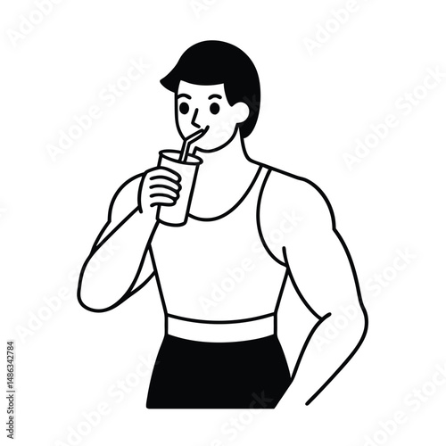 Fitness Enthusiast Drinking Sugarcane Juice