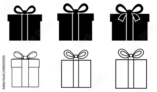 Present gift box icon. Vector isolated elements. Christmas gift icon illustration vector symbol. Surprise present linear design. Stock vector