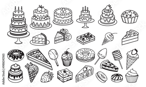 set of birthday cake icons