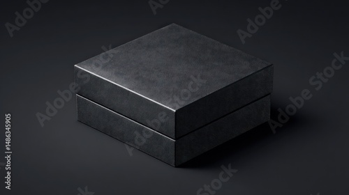 Dark gray square jewelry box, minimalist presentation photo