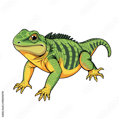 Green Reptile Vector Sticker Design with a Curious Expression