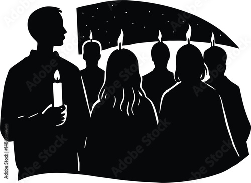 Candlelight Vigil Group Silhouette