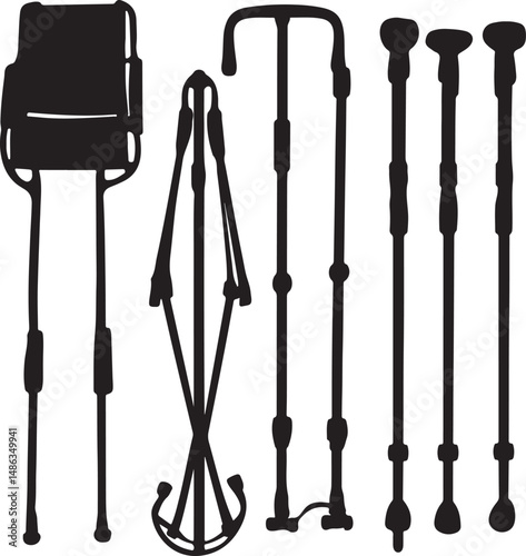 Mobility Aids: Silhouette Collection of Canes, Walkers, and Seats