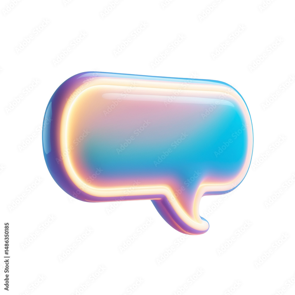 Fototapeta premium Neon Speech Bubble 3D Render Colorful Communication Design Element