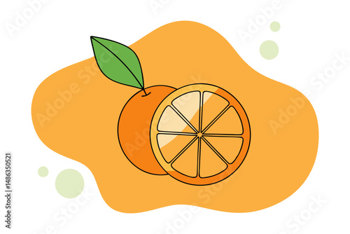 clementine fruit vector fresh slice design