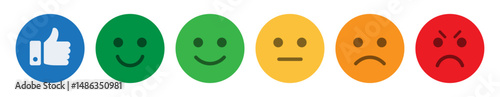 Rating emoji set with best to worst feeling with like symbol for customer feedback Feedback rating smiley icon set.