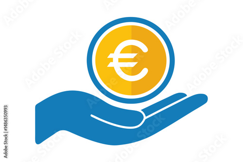 euro coin hand vector simple graphic