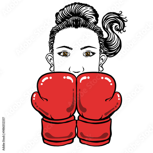 vector illustration of a female with boxing gloves