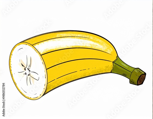 Illustration of a banana slice, banana illustration, illustration for advertising photo