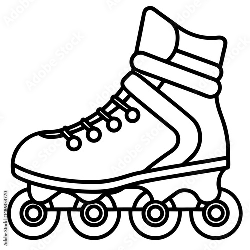 Inline Skates Silhouette Vector on White