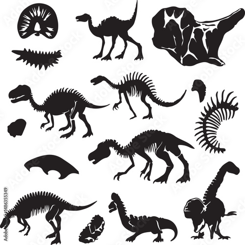 Dinosaur Silhouettes: Vector Illustrations of Prehistoric Creatures