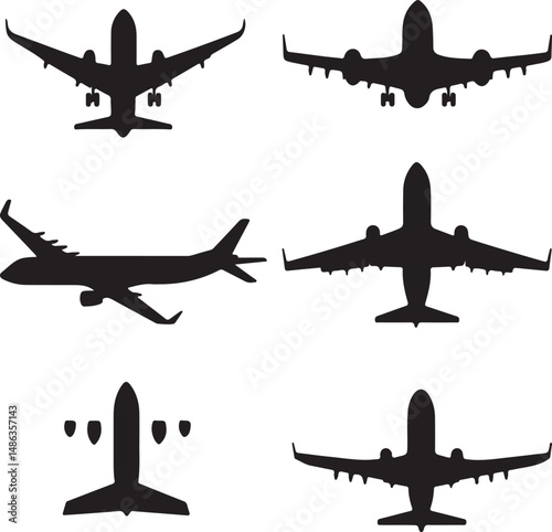 Airplane Silhouettes: Vector Graphics of Various Aircraft Designs