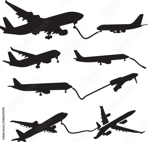 Silhouette Airplanes: Collection of Various Aircraft in Flight