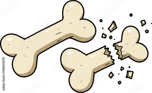 Broken or Fracture Bone. Human Trauma, Crack and Splinter. Vector illustration for Dog, Pet, Veterinary, and Bone-Related Designs