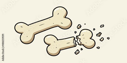 Broken or Fracture Bone. Human Trauma, Crack and Splinter. Vector illustration for Dog, Pet, Veterinary, and Bone-Related Designs