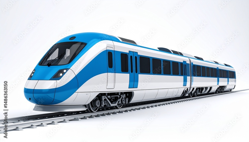 Fototapeta premium High-speed modern train traveling on the railway track