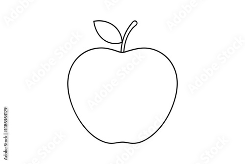apple outline line drawing vector