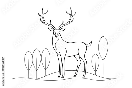 deer standing elegant wildlife animal vector