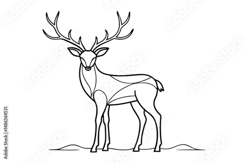 deer standing peaceful nature illustration