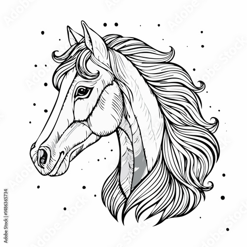 Horse Drawing Sketch Line Art Black and White  Cowboy Logo