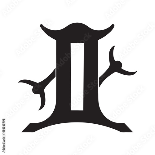 Zodiac Symbol Gemini Twin Stars Celestial Silhouette