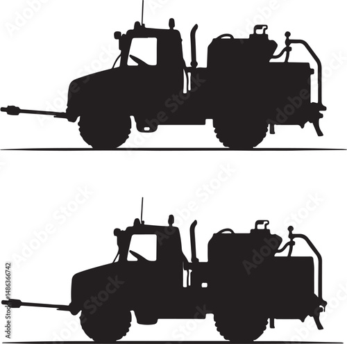 Silhouette of a Water Tank Truck: Vector Illustration, Side View