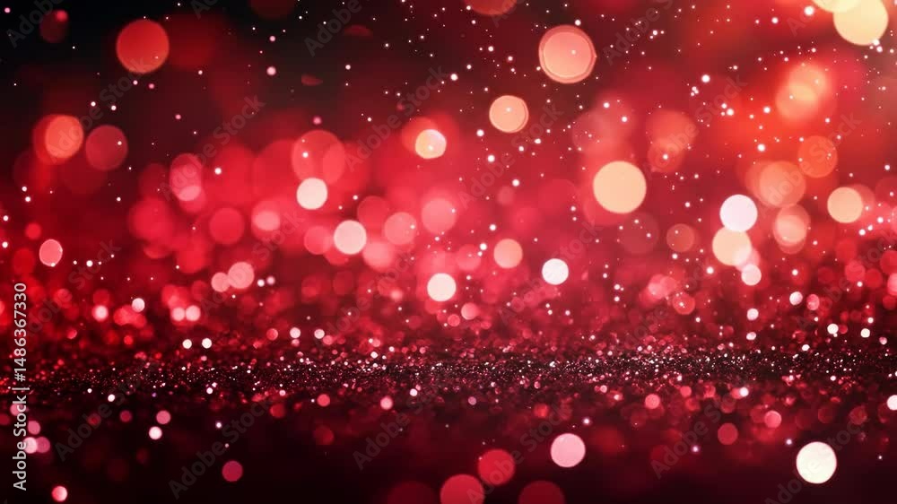 Shimmering red bokeh light movement creating festive atmosphere for holiday celebrations
