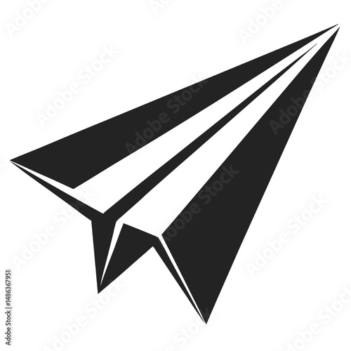 Minimalist Paper Plane Design | Origami Style | Black and White | Simple, Clean Icon
