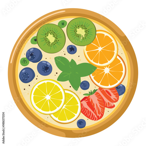 Yellow Smoothie with Citrus and Berries - Vector Illustration
