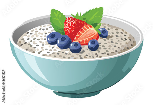 yogurt with berries breakfast - vector illustration