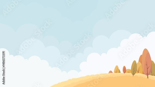 Cloudy blue sky meadow cartoon looping animation background