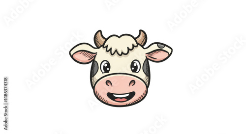 Wallpaper Mural Cheerful cartoon cow face on black Torontodigital.ca