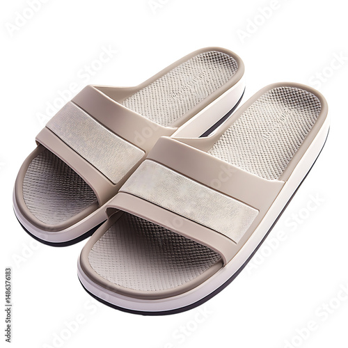 Sleek Slipon Beach Sandals with a Streamlined Design Isolated on Transparent Background