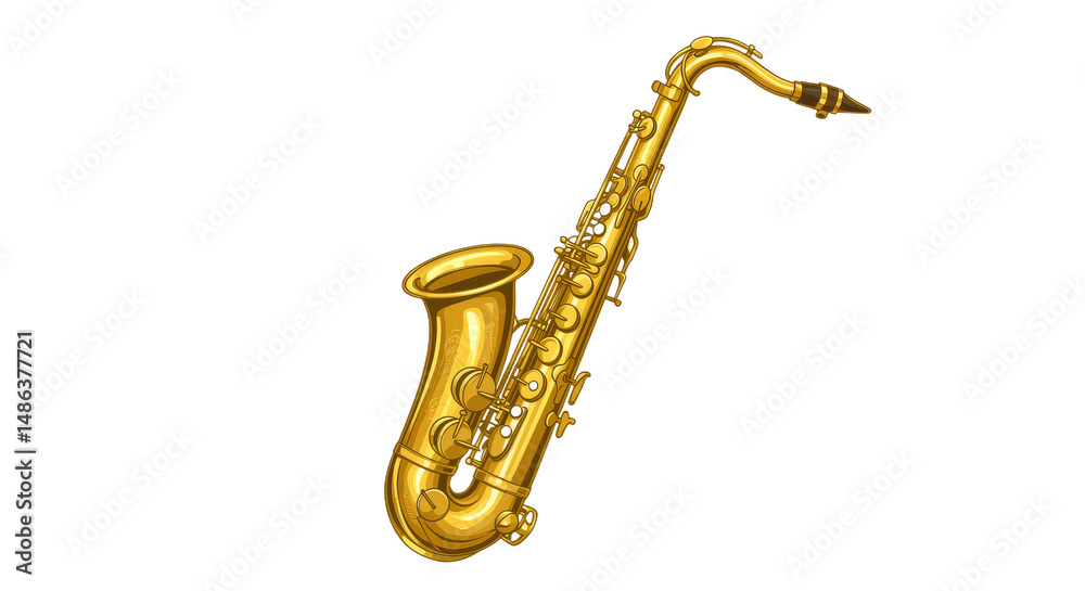 Naklejka premium Gleaming brass saxophone serenades the night