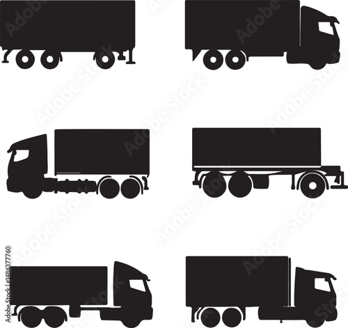 Truck Silhouettes: Vector Set of Freight Transportation Icons