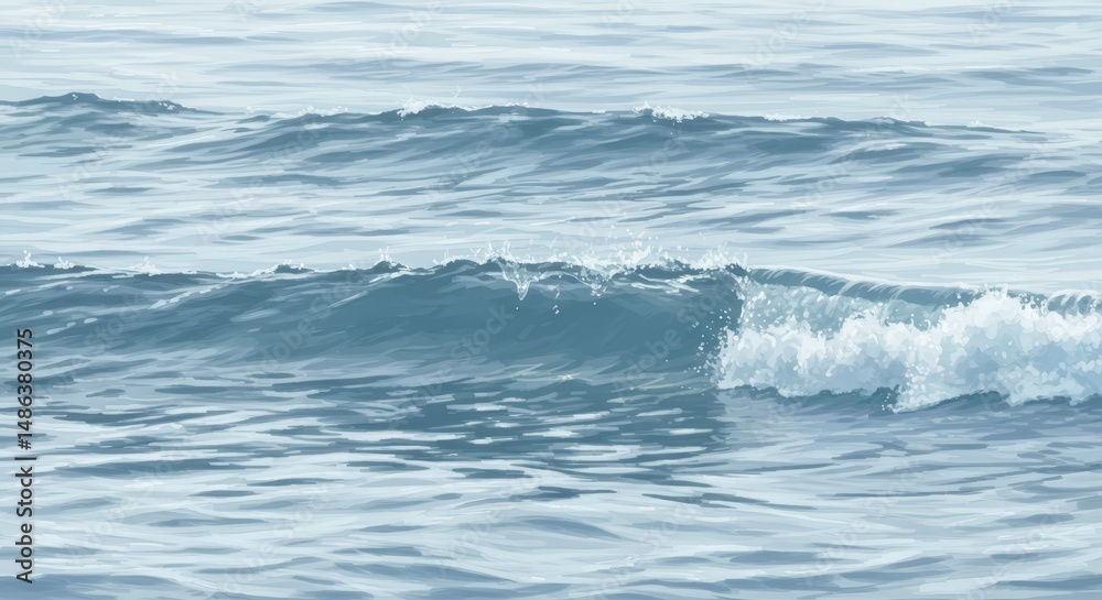 Fototapeta premium Ocean Wave Breaking Gently with Calm Water Surface